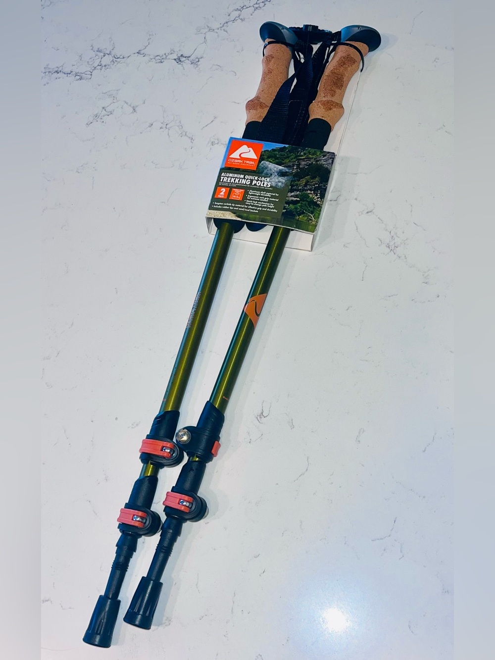 Ozark Trail Aluminum Quick Lock Trekking Poles with cork grips NWT